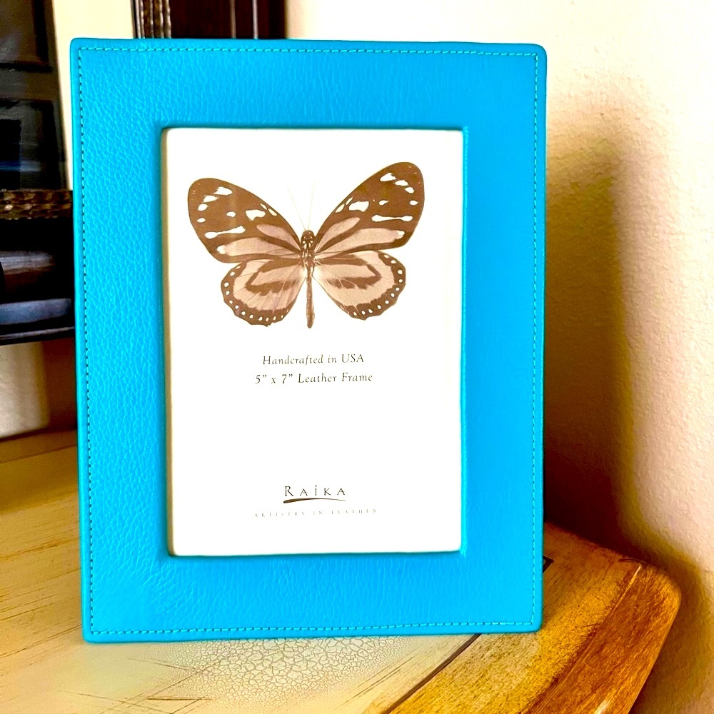 NWT Raika Handcrafted Leather Picture Frame Turquoise 5"x7" Luxury